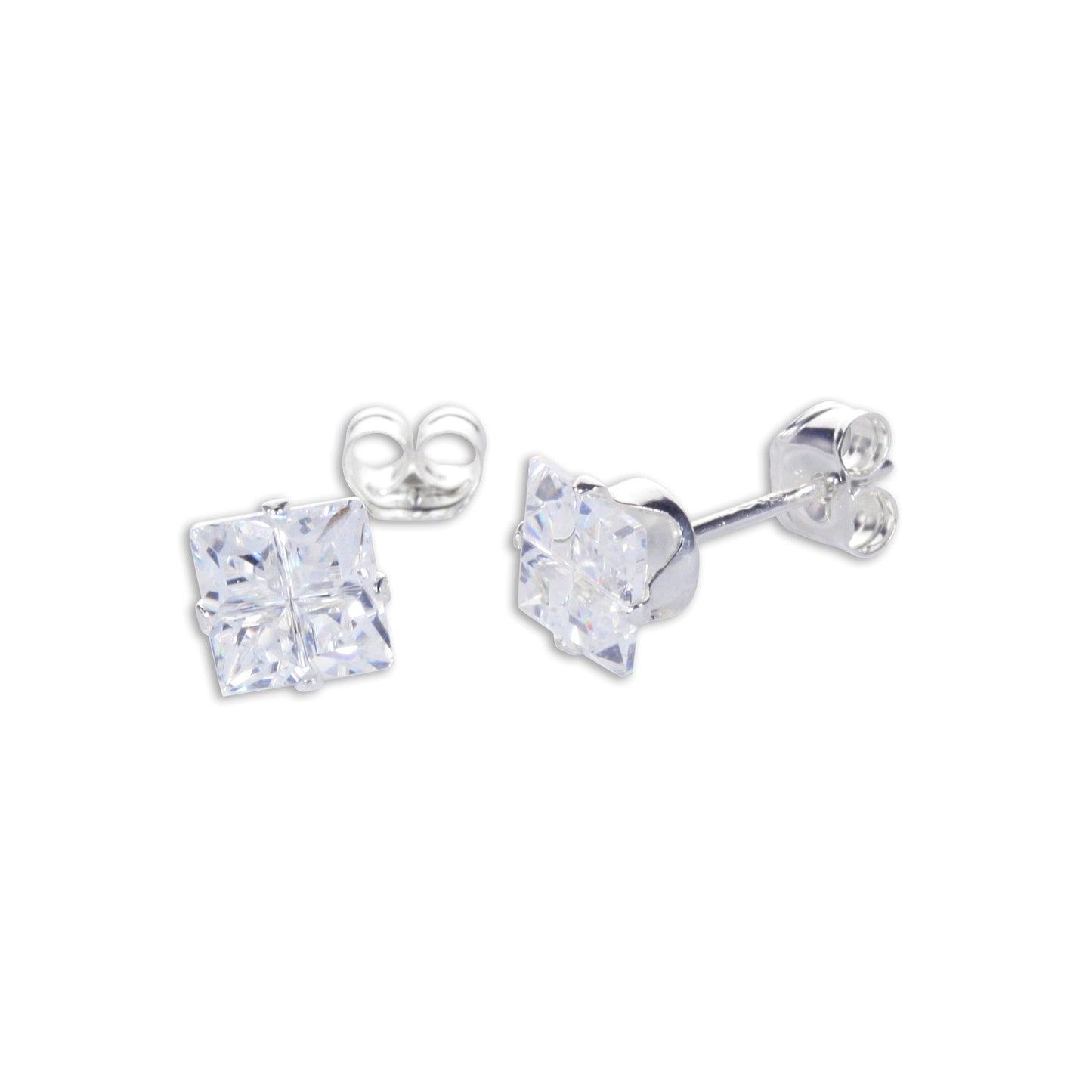 Sterling Silver Clear CZ Stud Earrings