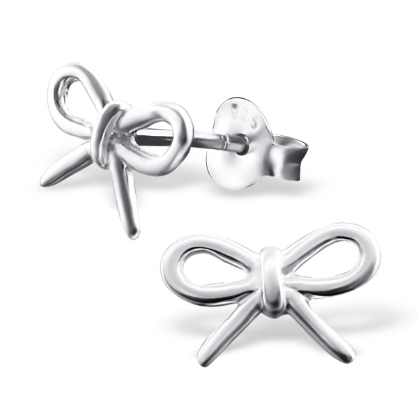 Sterling Silver Cute Bow Stud Earrings