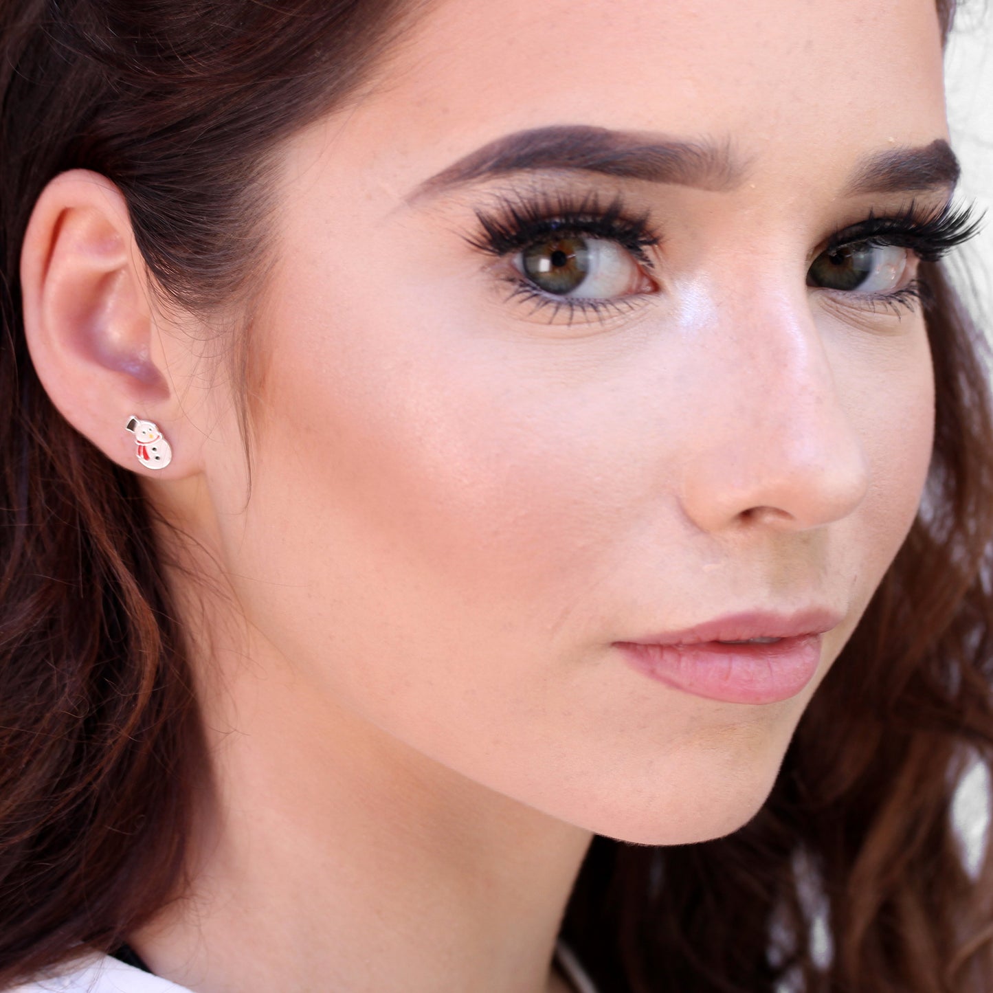 Sterling Silver & Enamel Jolly Snowman Stud Earrings