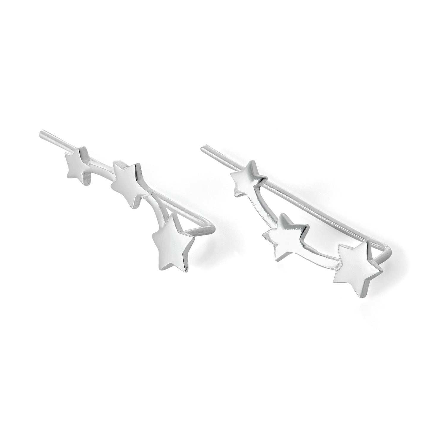 Sterling Silver Triple Star Ear Pin Climber Earrings