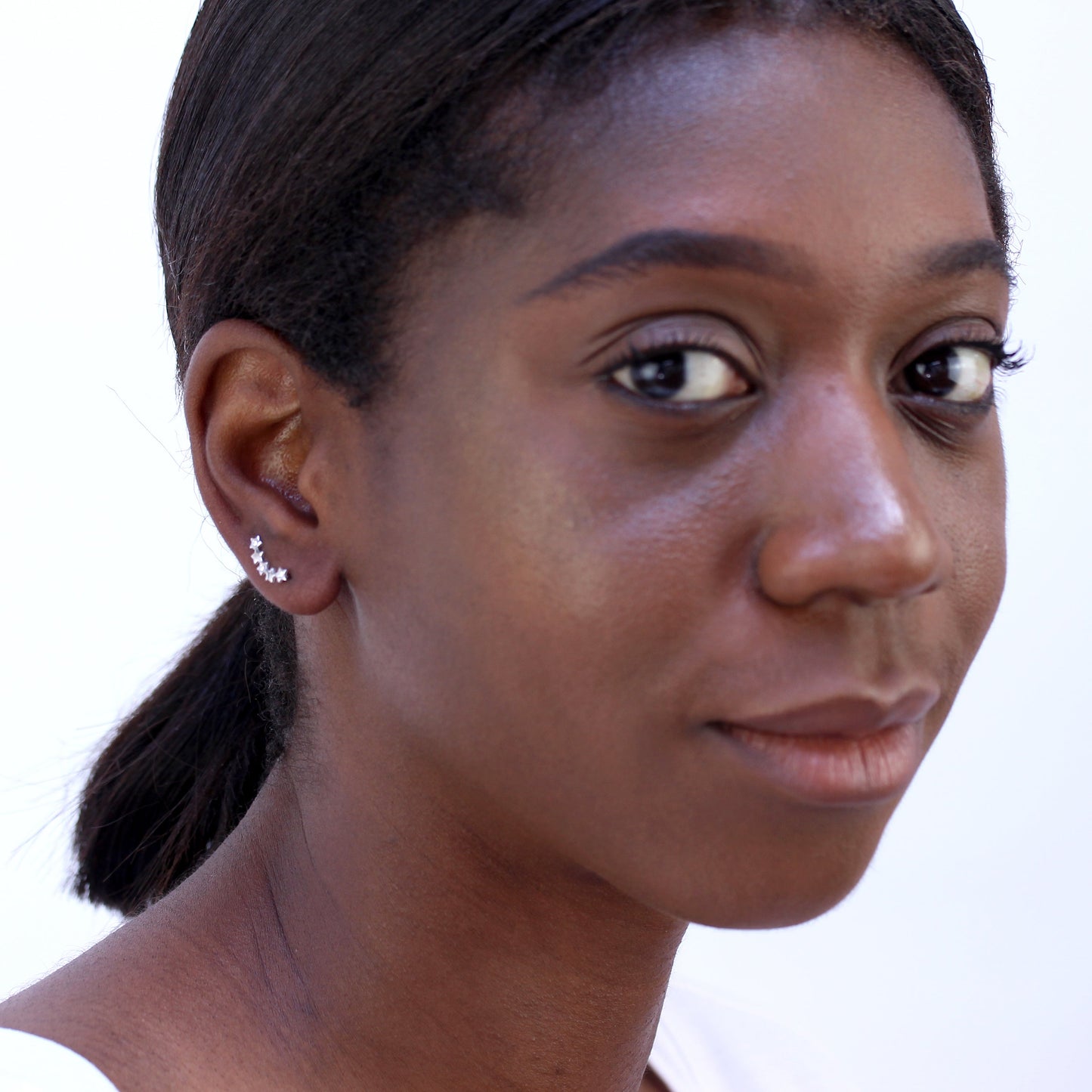 Sterling Silver Stars Ear Pin Crawler Earrings