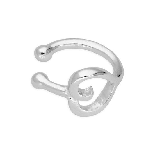Sterling Silver 19Ga Heart Fake Nose Ring Hoop Clip