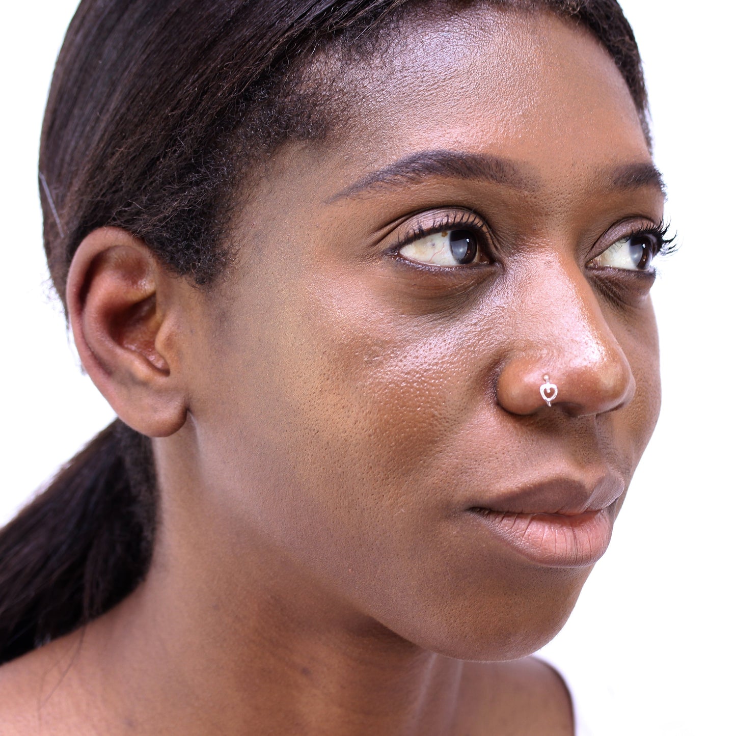 Sterling Silver 20Ga Heart Fake Nose Ring Hoop Clip