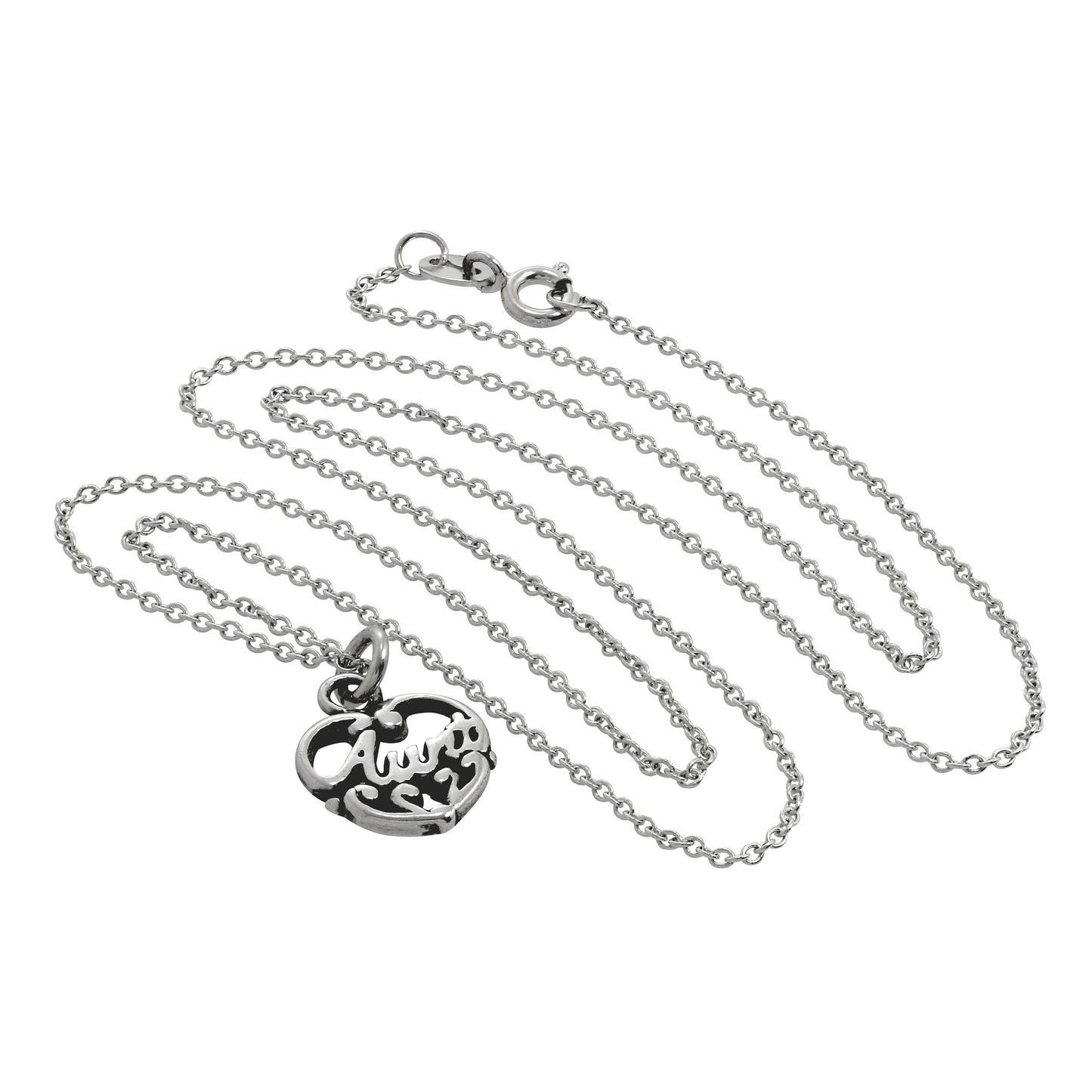 Sterling Silver Filigree Aunt Love Heart Pendant Necklace 16 - 32 Inches