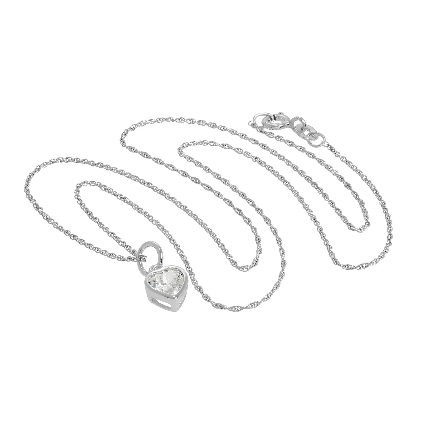 Sterling Silver Heart Crystal Pendant Necklace 14 - 22 Inches