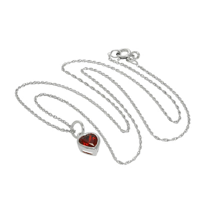 Sterling Silver Siam Red Heart Crystal Pendant Necklace 14 - 22 Inches