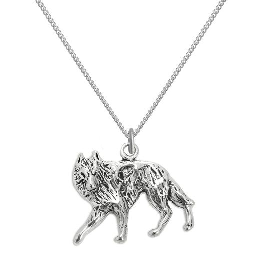 Sterling Silver Wolf Pendant Necklace 16 - 22 Inches