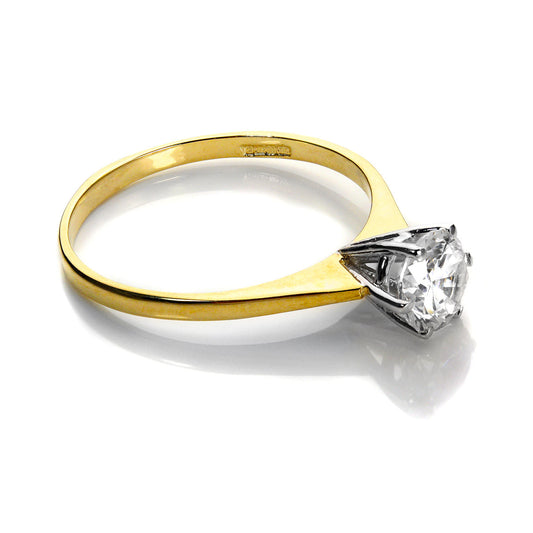 9ct Yellow Gold Clear Crystal Solitaire Engagement Ring
