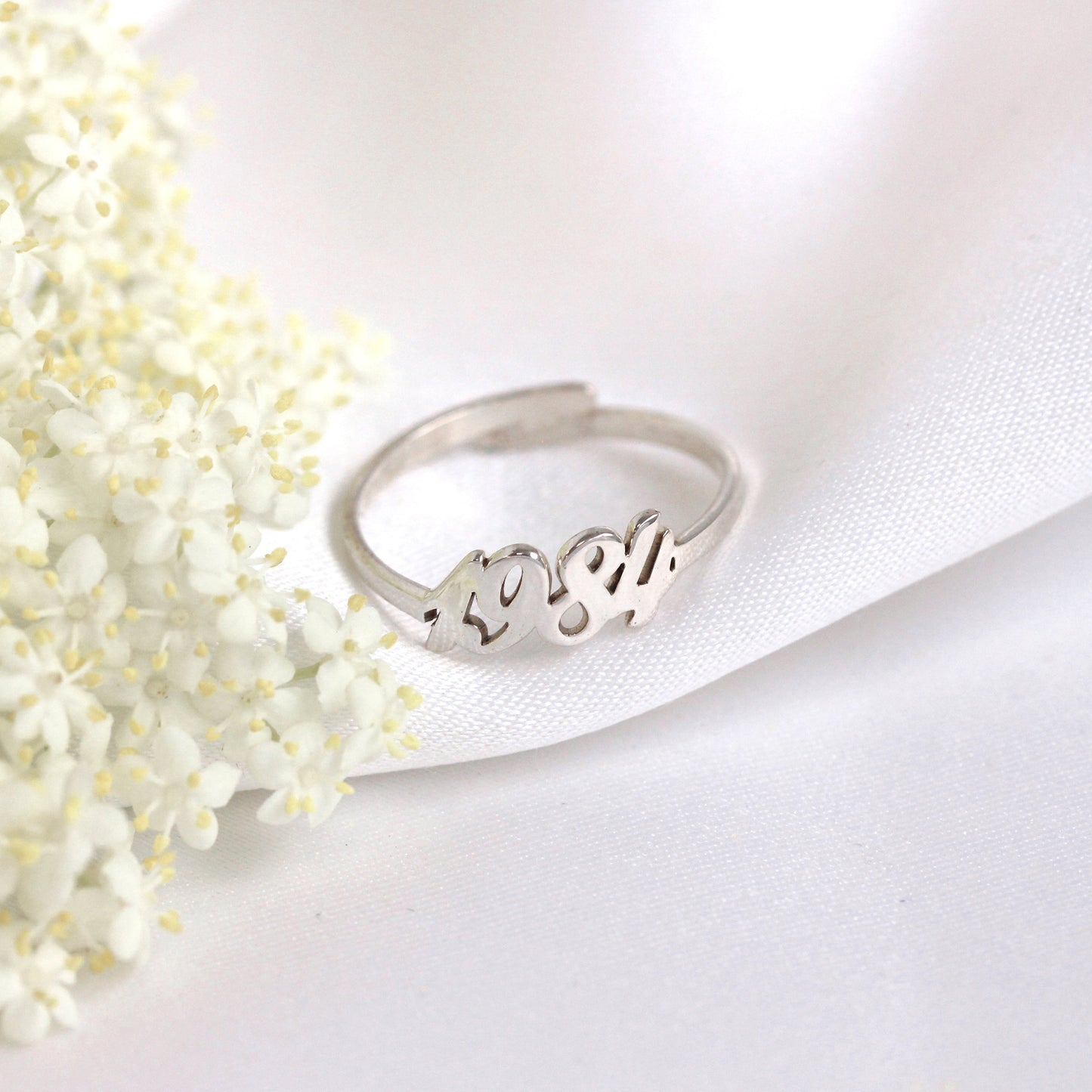 Personalised Sterling Silver Year Adjustable Ring