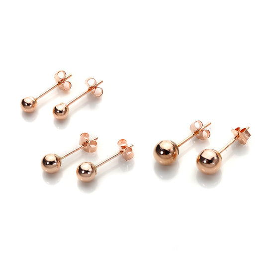 Classic 9ct Rose Gold Ball Stud Earrings Set