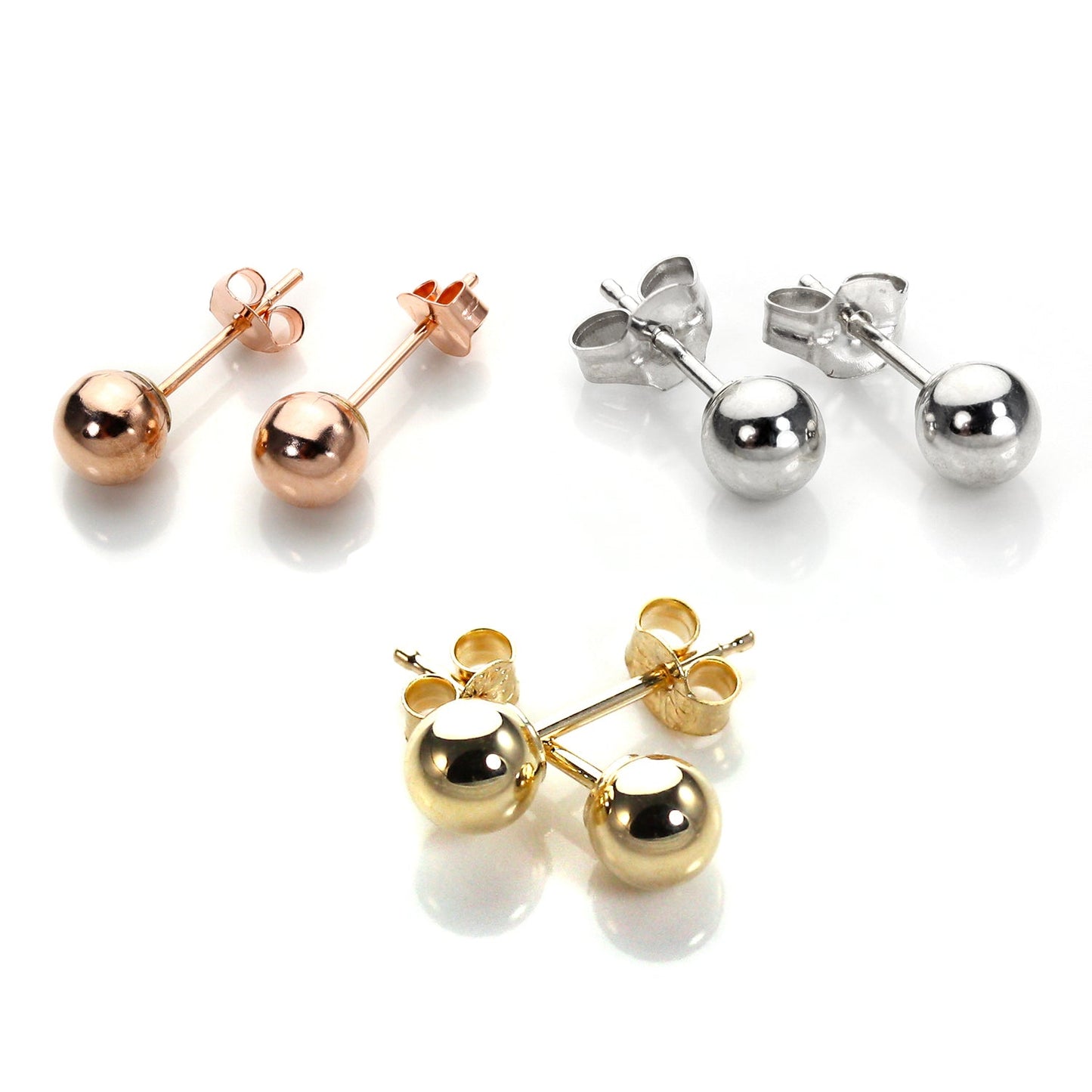 Classic 9ct Mixed Gold Ball Stud Earrings Set