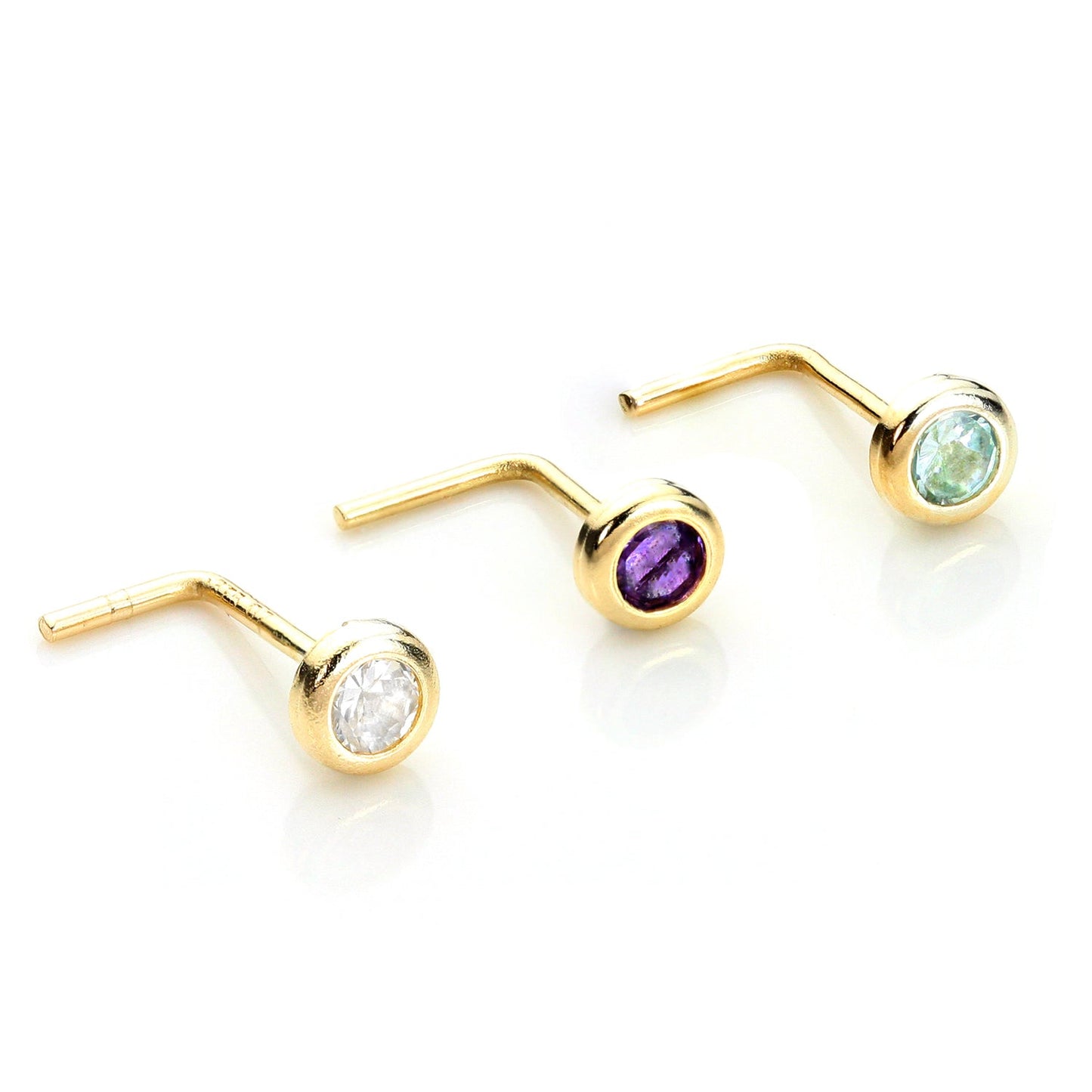 9ct Gold Crystal Round Nose Stud Set