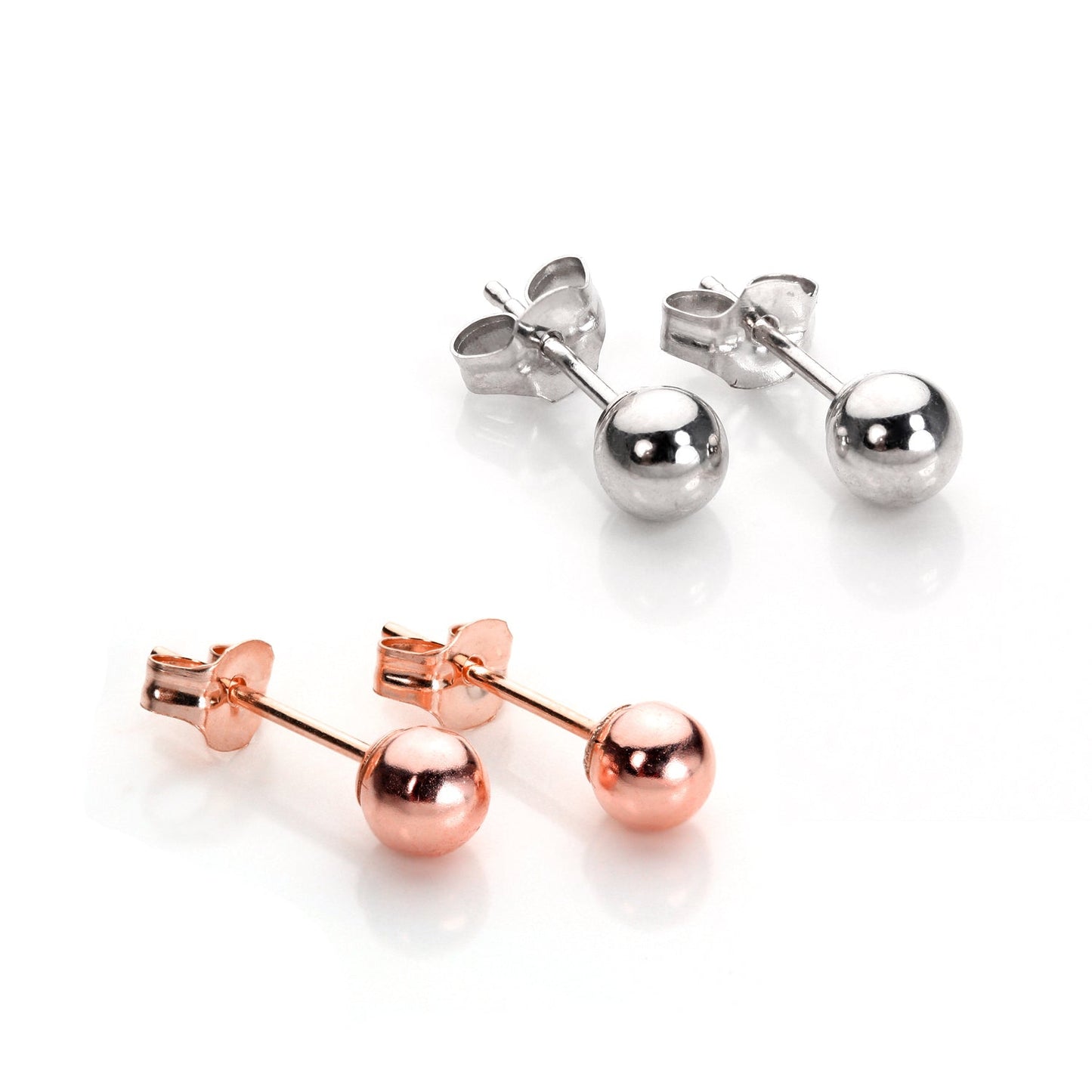 9ct Mixed Gold 4mm Classic Stud Earrings