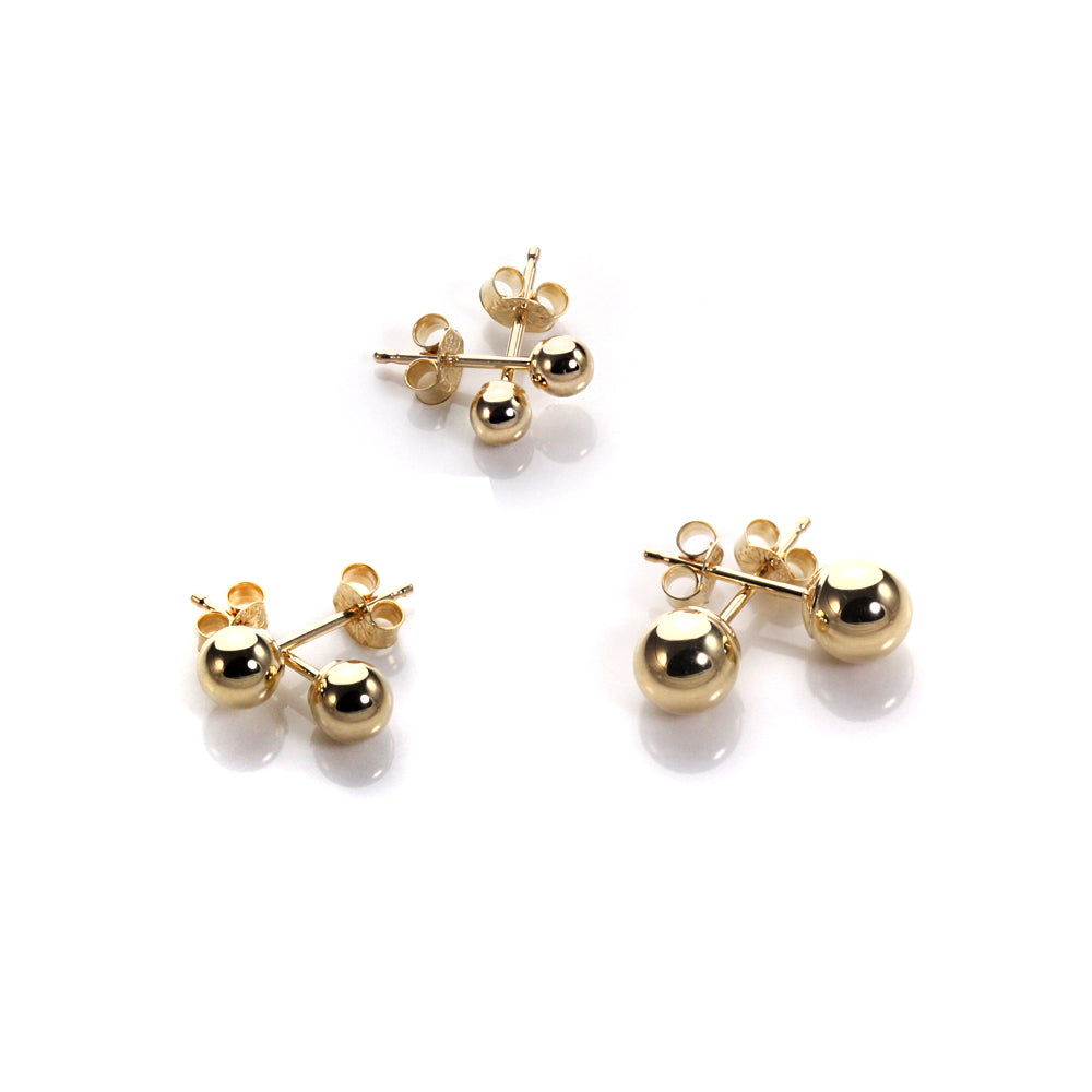 Classic 9ct Yellow Gold Ball Stud Earrings Set