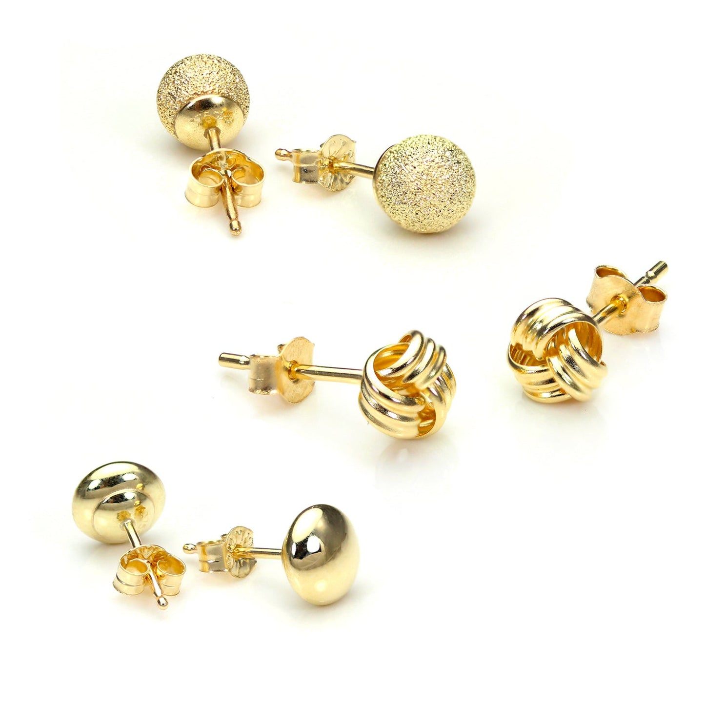9ct Gold Classic Luxury 5mm Stud Earrings Set