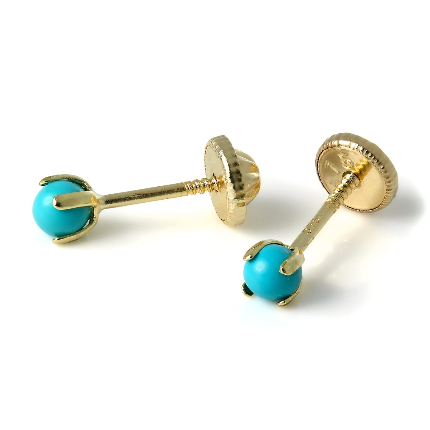 9ct Gold & Turquoise Screw Back Stud Earrings