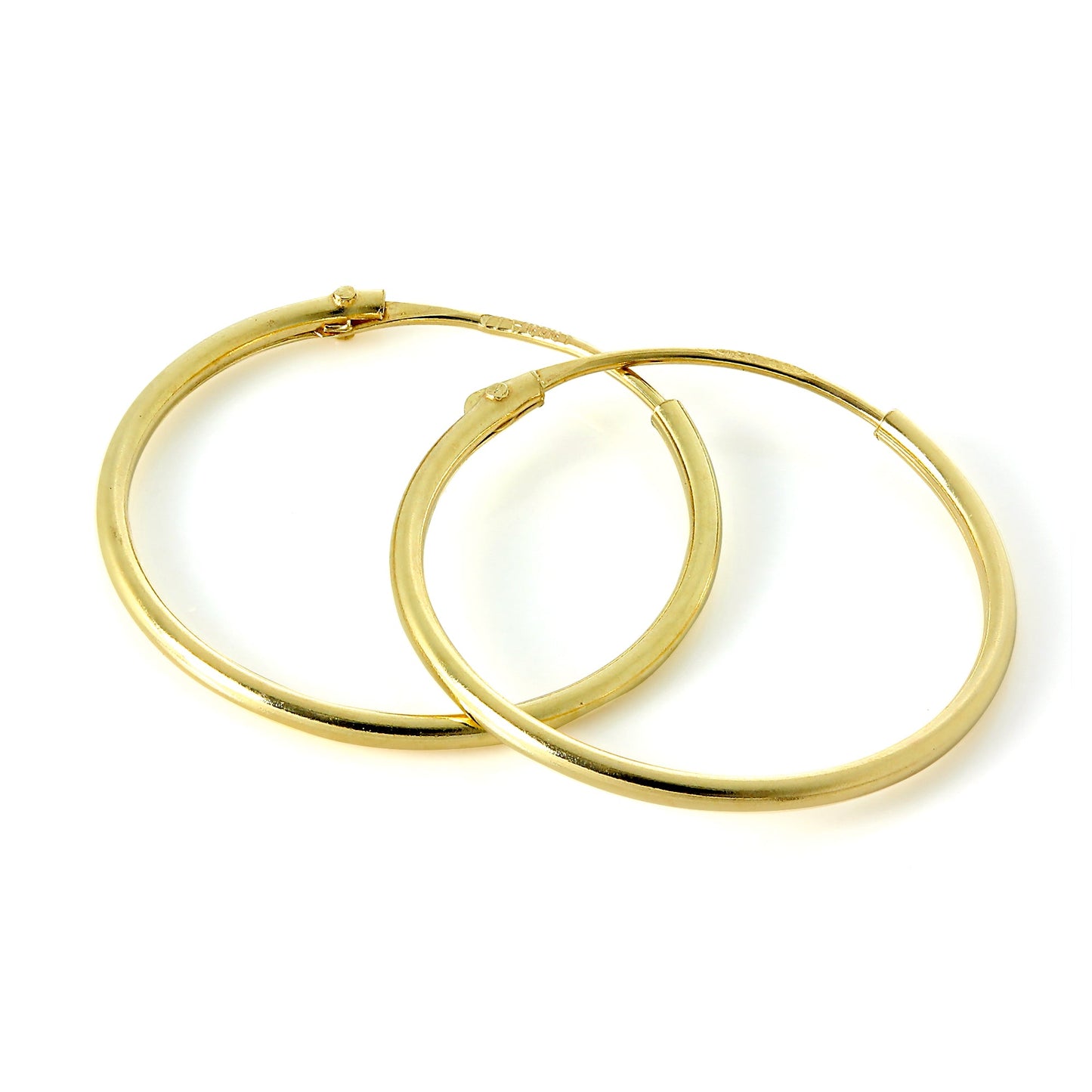 Lightweight 14ct Yellow Gold Sleeper Hoop Earrings 10mm - 13mm