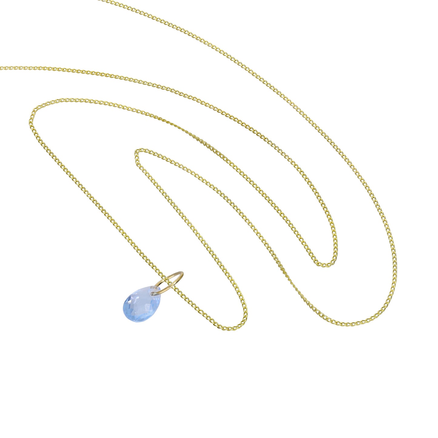 9ct Gold & Blue Teardrop Pendant Necklace 16 - 20 Inches