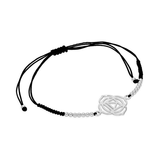 Sterling Silver & Black Cord Root Chakra Bracelet