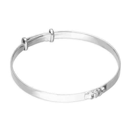 Sterling Silver 45mm Adjustable Baby Claddagh Bangle