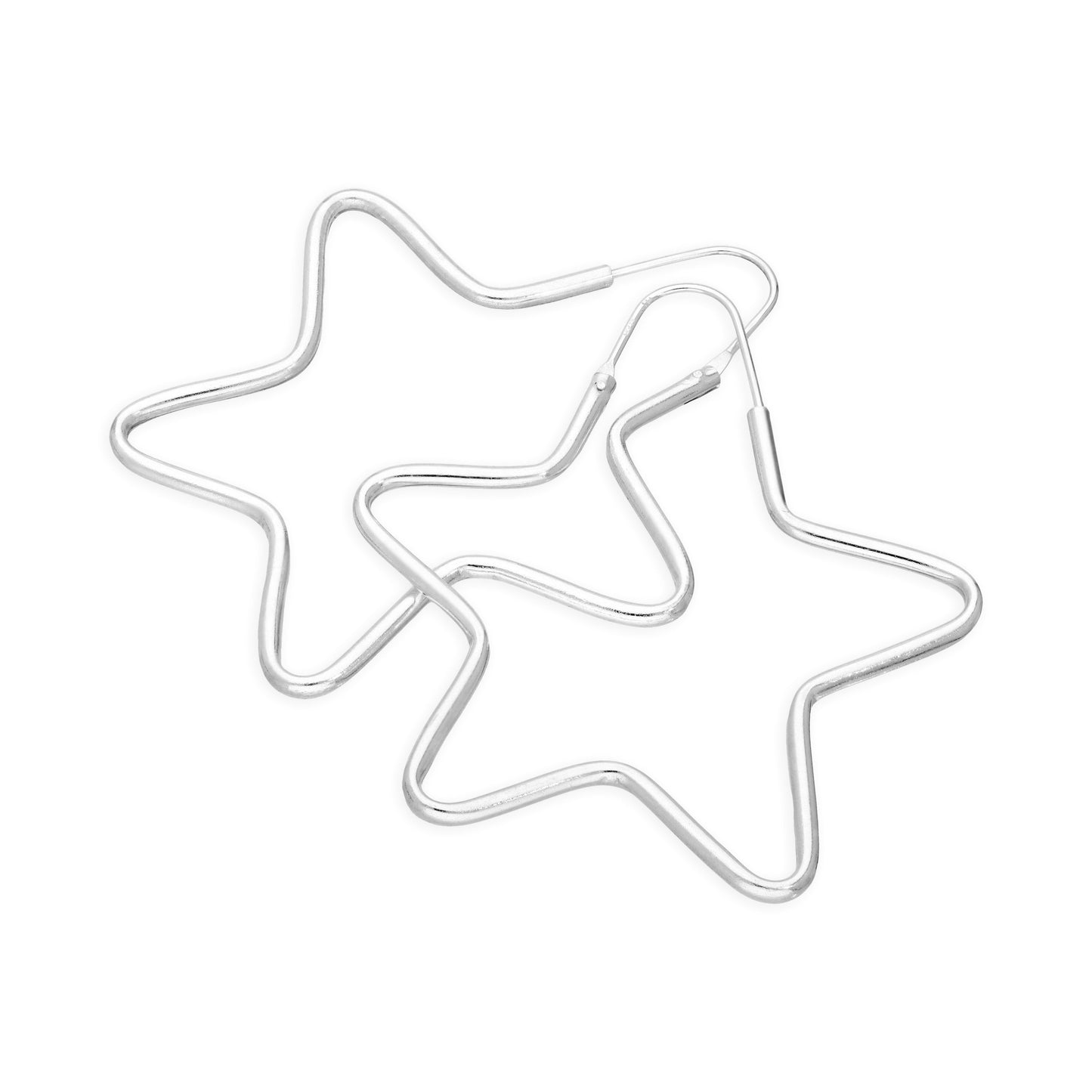 Large 44mm Sterling Silver Star Hoop Earrings