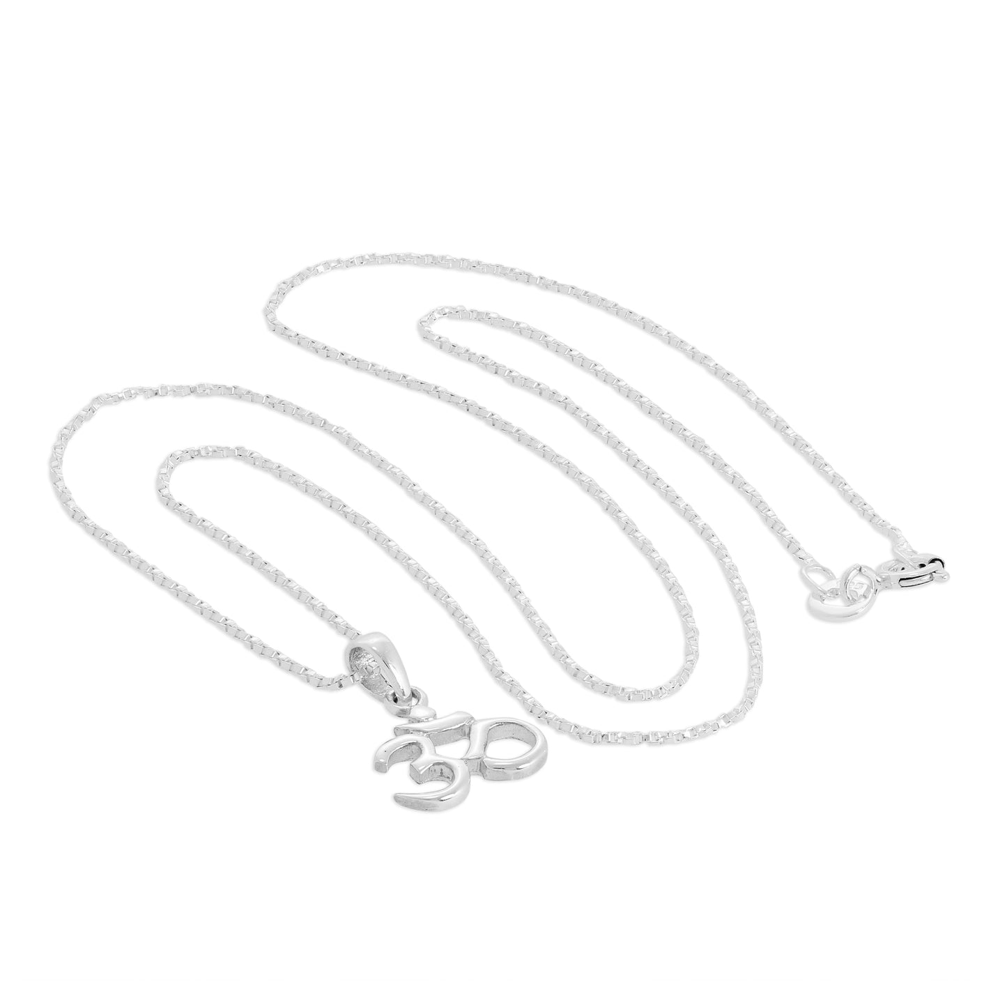 Sterling Silver Om Pendant Necklace 16 - 24 Inches
