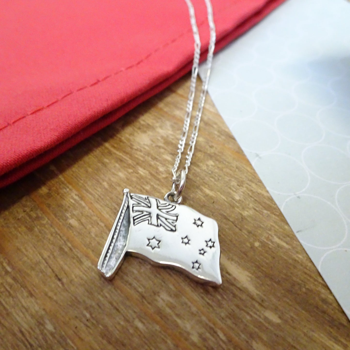 Sterling Silver Australian Flag Pendant Necklace 14 - 32 Inches