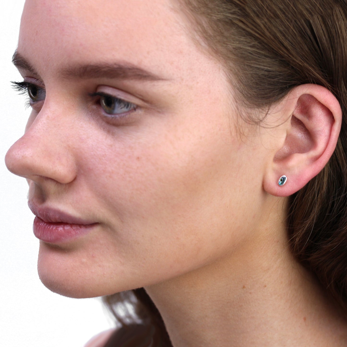 Sterling Silver & 6mm Oval Abalone Stud Earrings