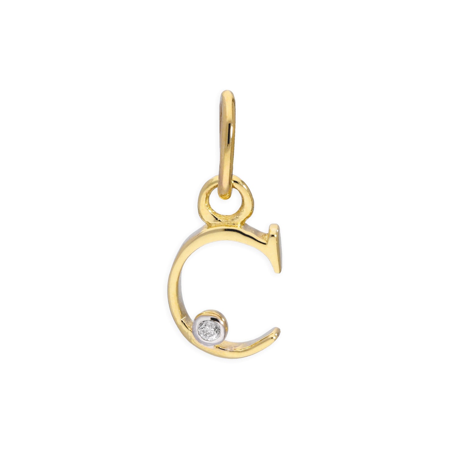 9ct Yellow Gold 0.4pts Diamond Alphabet Letter Pendant A - Z