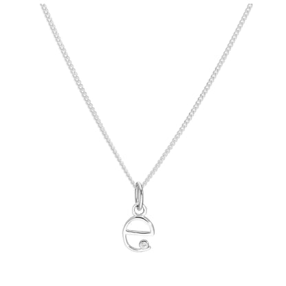 Sterling Silver Single Stone Diamond 0.4 points Letter E Necklace Pendant 14 - 32 Inches