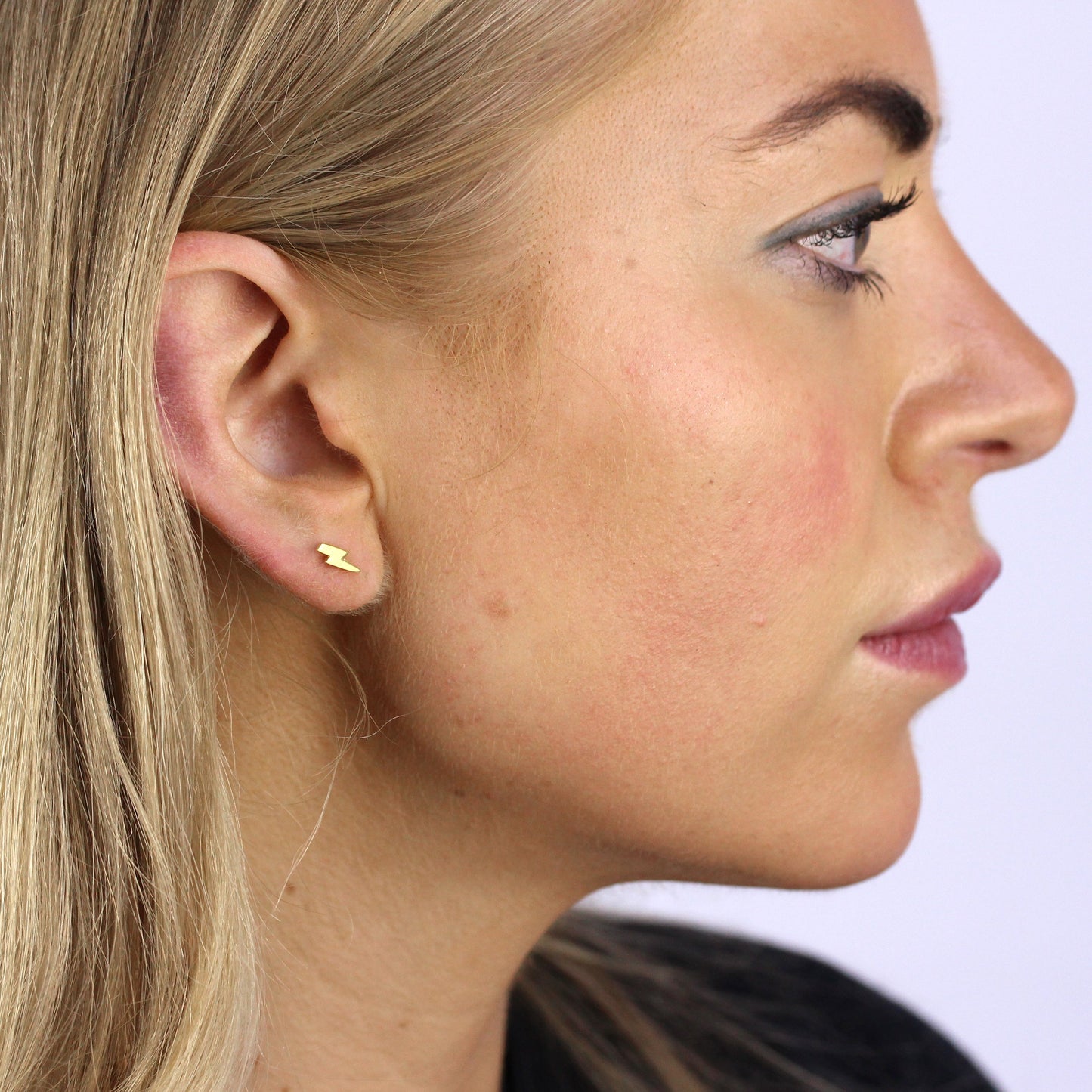 Gold Plated Sterling Silver Lightning Bolt Stud Earrings