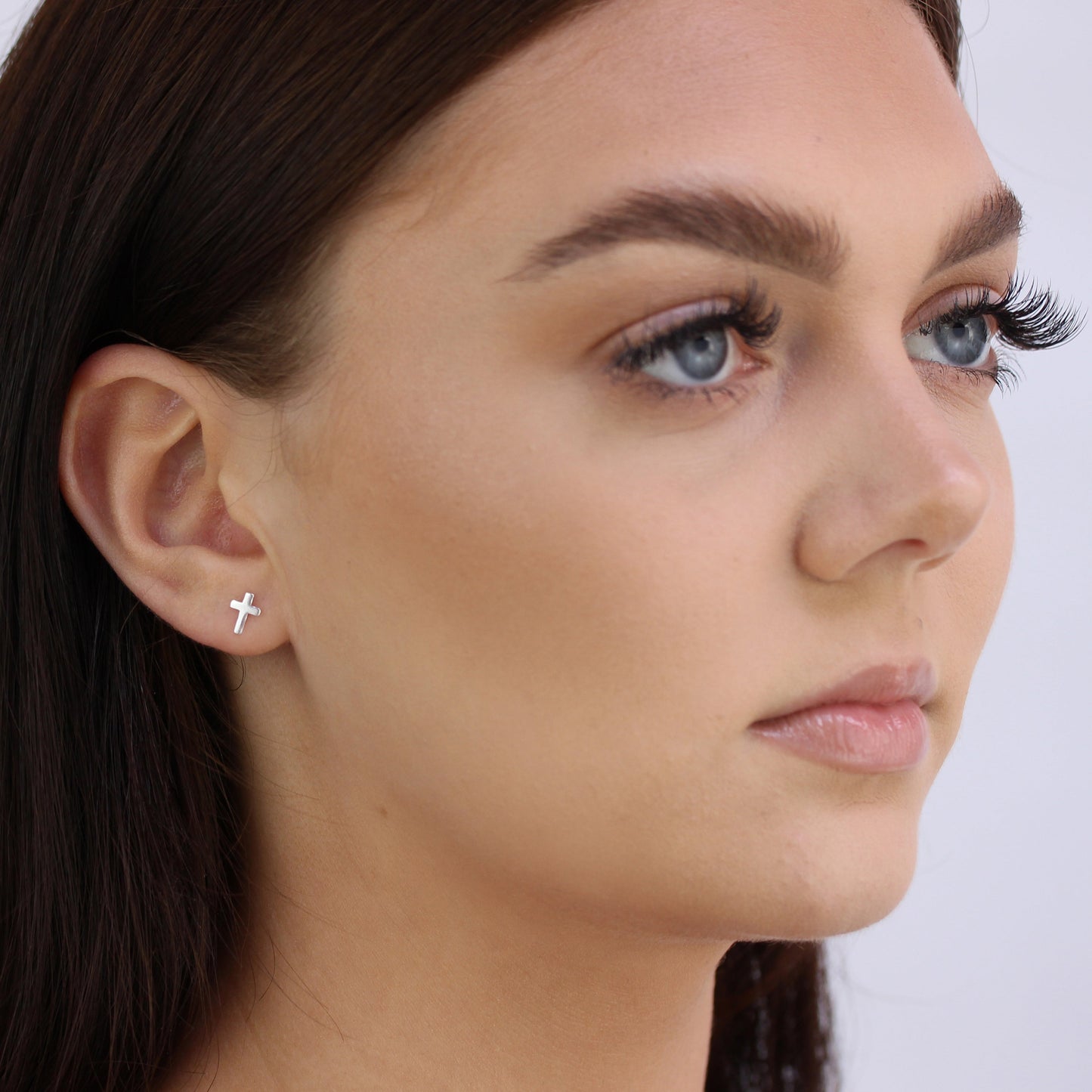 Small Sterling Silver Cross Stud Earrings
