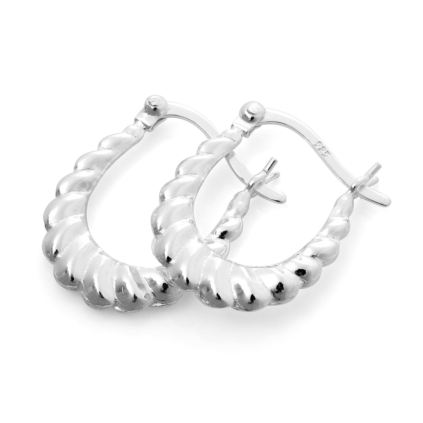 Heavy Sterling Silver Twisted Creole Hoop Earrings