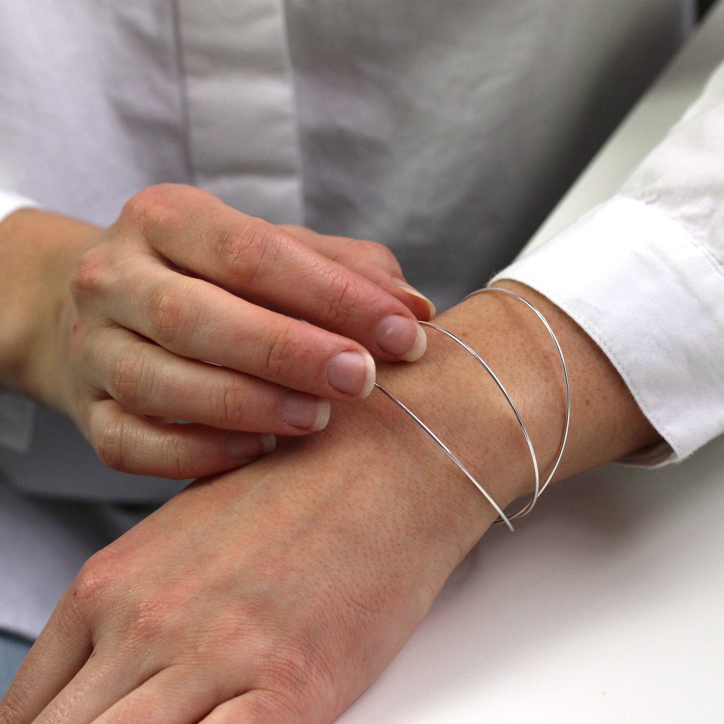 Sterling Silver Maidens Triple Russian Bangle