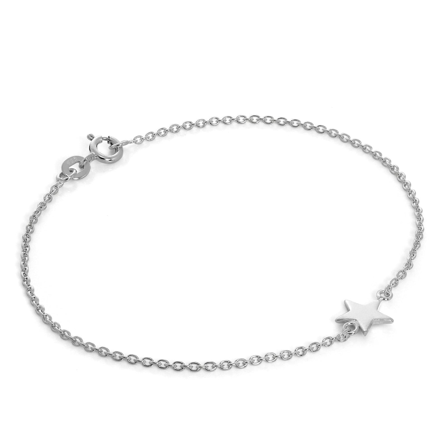 Fine Sterling Silver Star Belcher Chain Bracelet - jewellerybox