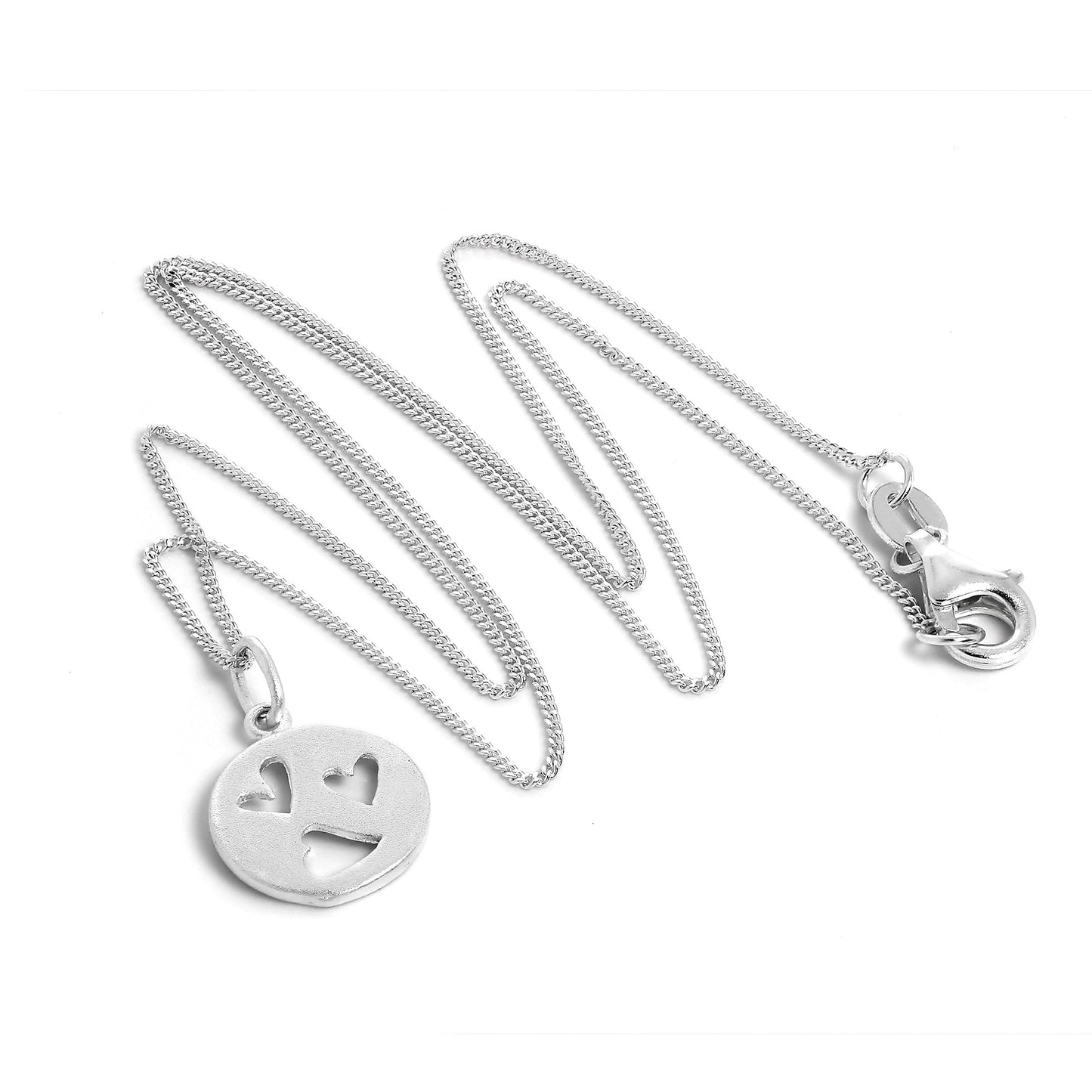 Small Sterling Silver Triple Open Heart Pendant Necklace 16 - 22 Inches