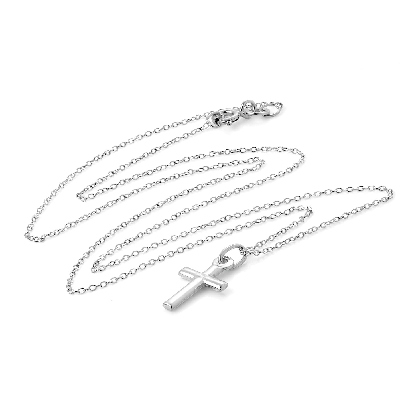 Simple Sterling Silver Cross Pendant on 18 Inch Trace Chain