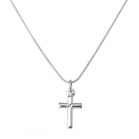 Small Plain Sterling Silver Cross Pendant Necklace 16 - 22 Inches
