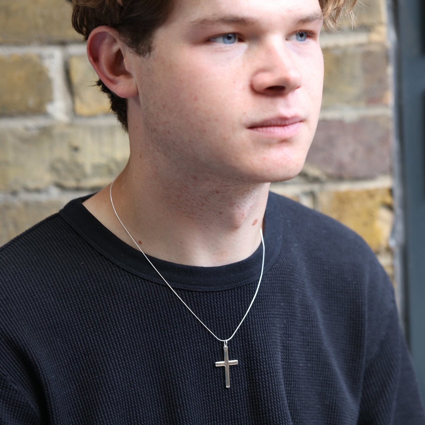 Large Plain Sterling Silver Cross Pendant Necklace 16 - 22 Inches