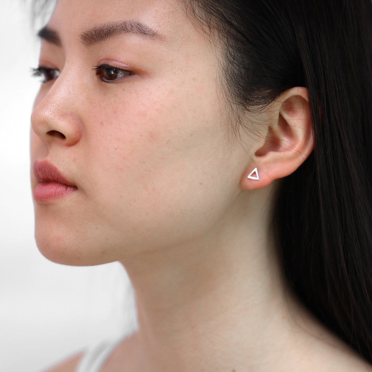 Sterling Silver Open Triangle Stud Earrings