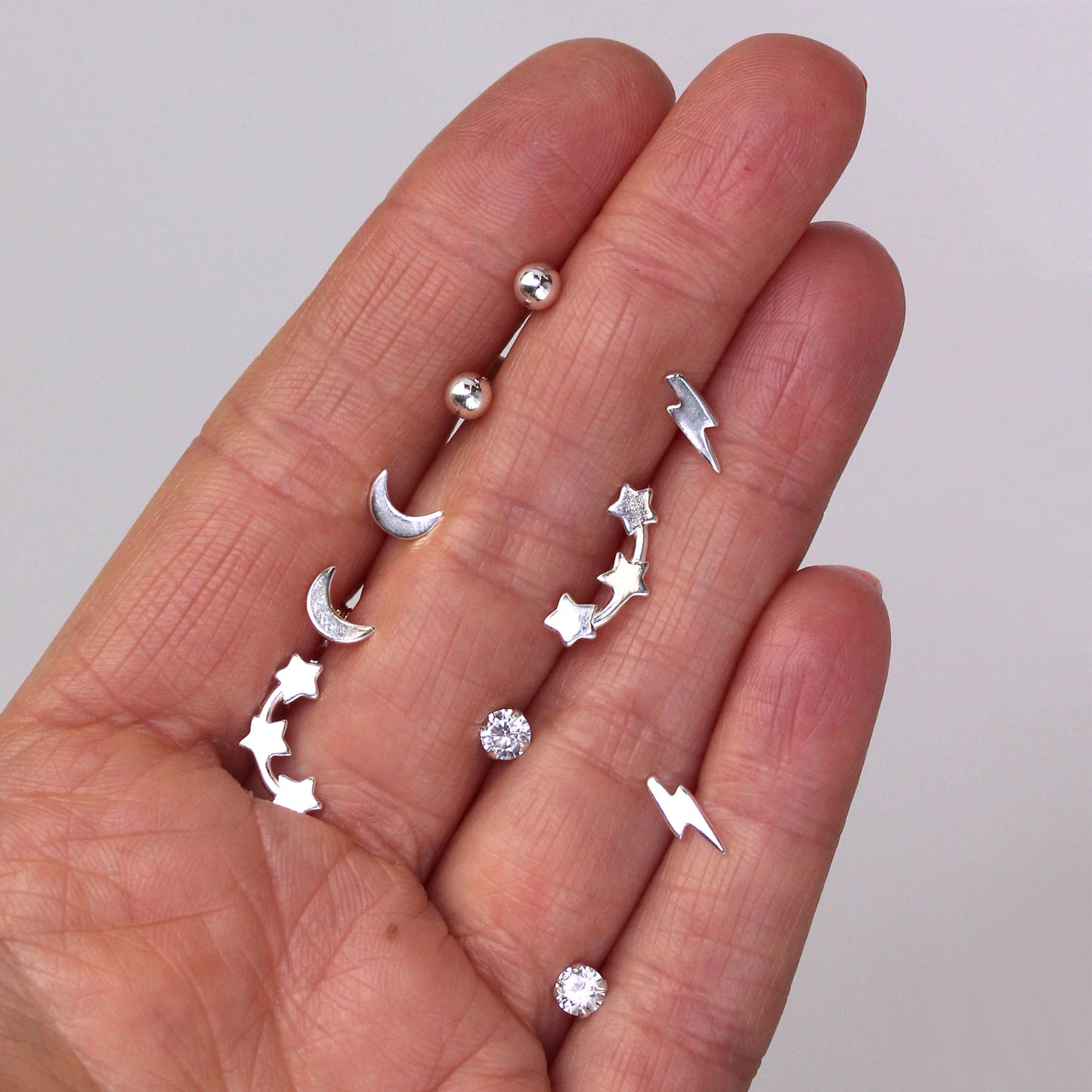 Sterling Silver Lightning Bolt Stud Earrings