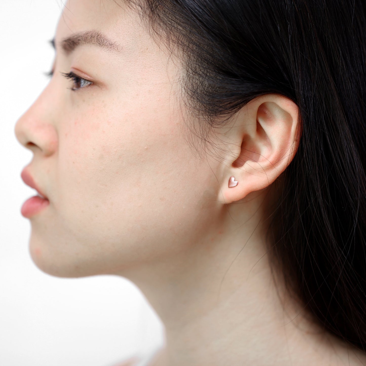 Rose Gold Plated Sterling Silver Heart Stud Earrings