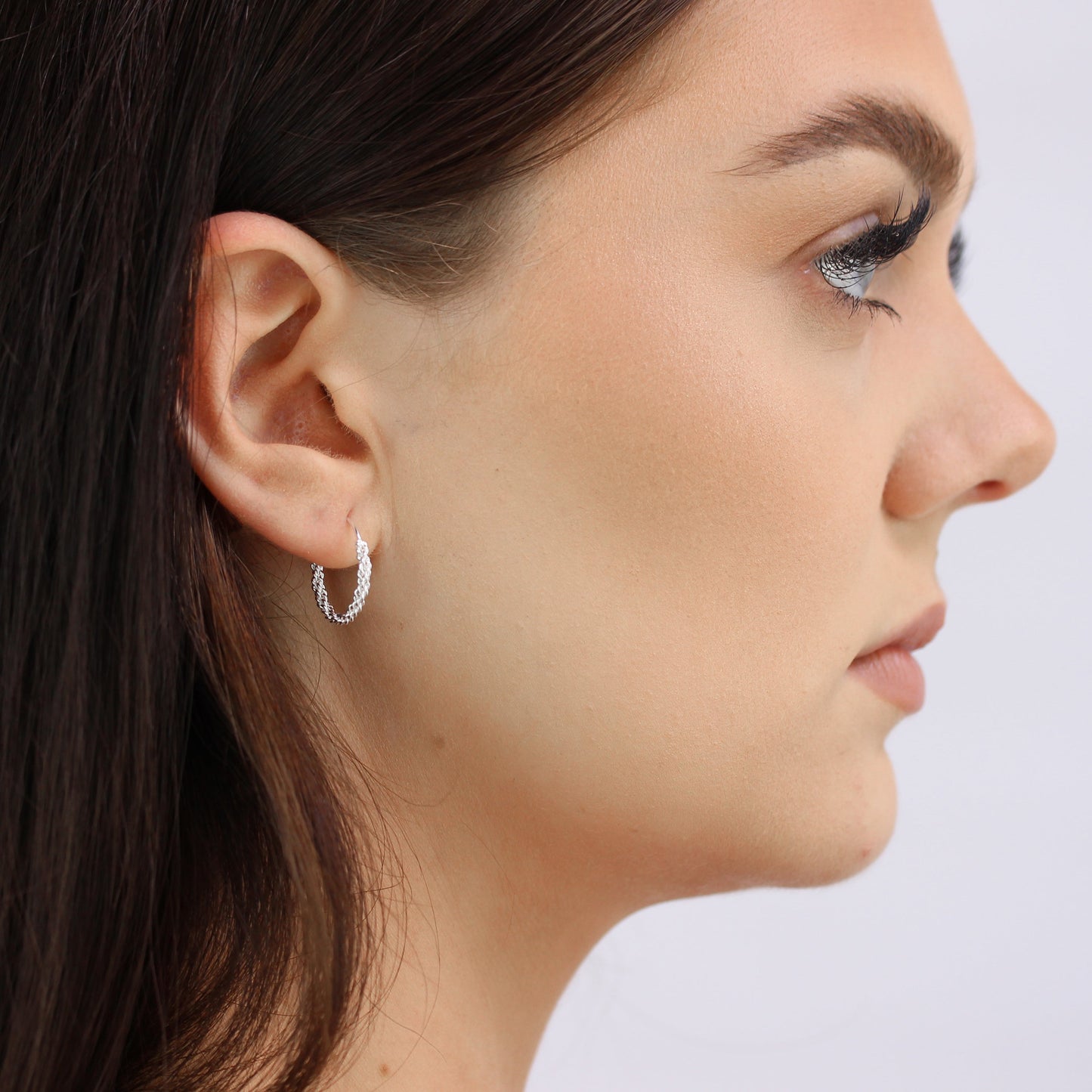 Sterling Silver Twisted Rope Sleeper 16mm Hoop Earrings