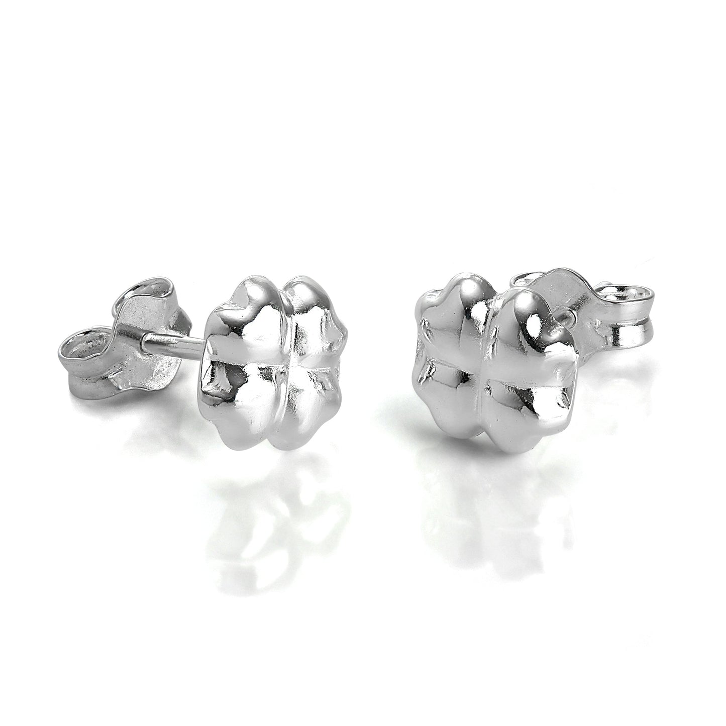 Sterling Silver Four Leaf Clover Stud Earrings