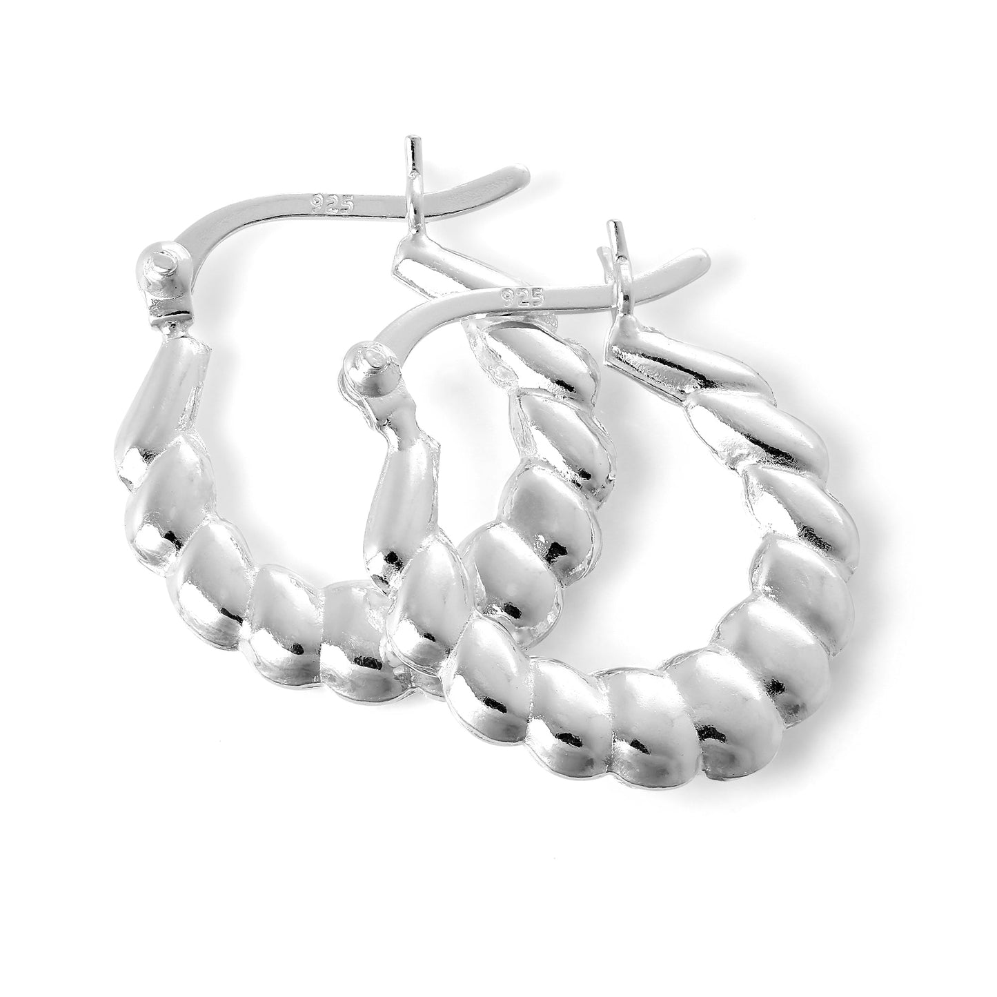 Sterling Silver Puffed Twist Creole 17mm Hoop Earrings