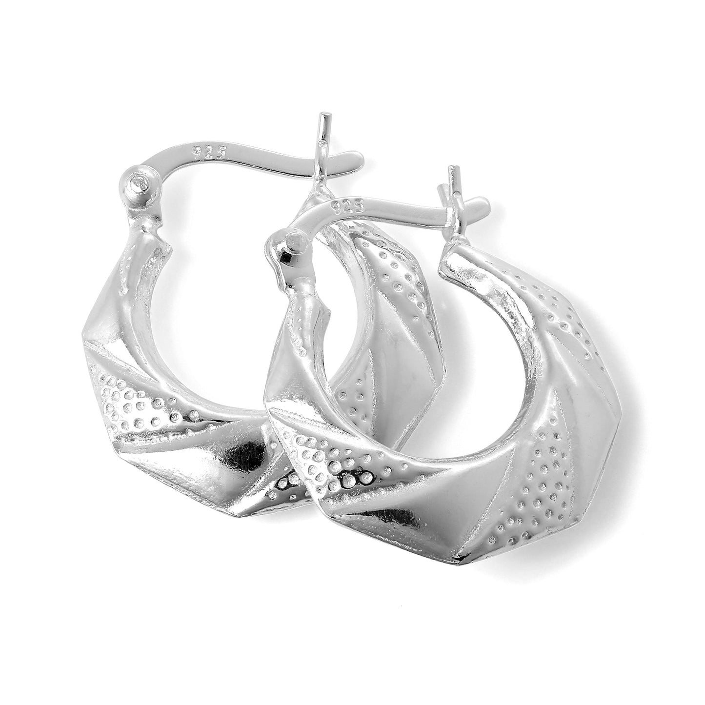 Sterling Silver Textured Wrap Creole 16mm Hoop Earrings