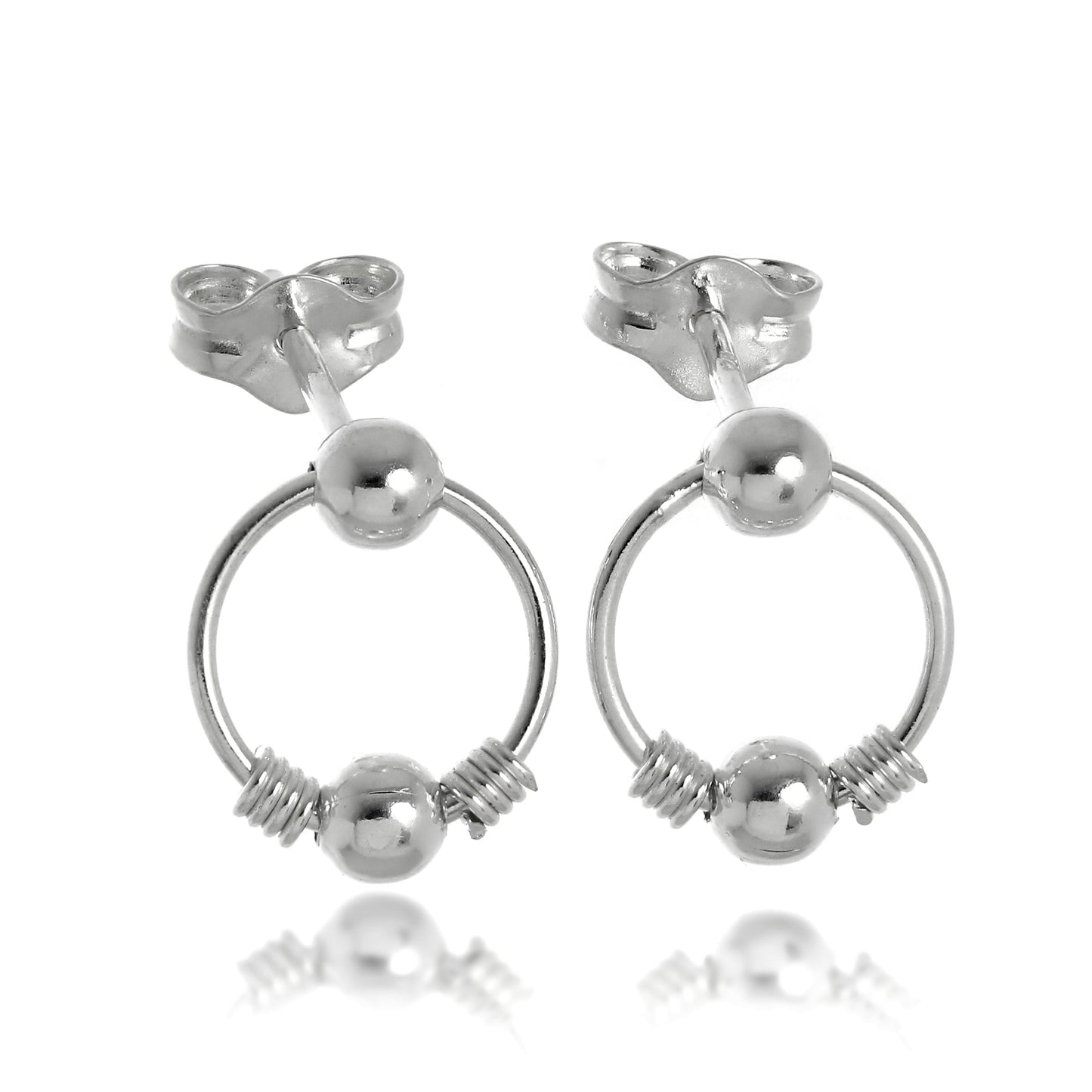Sterling Silver Ball Stud & Hoop Earrings