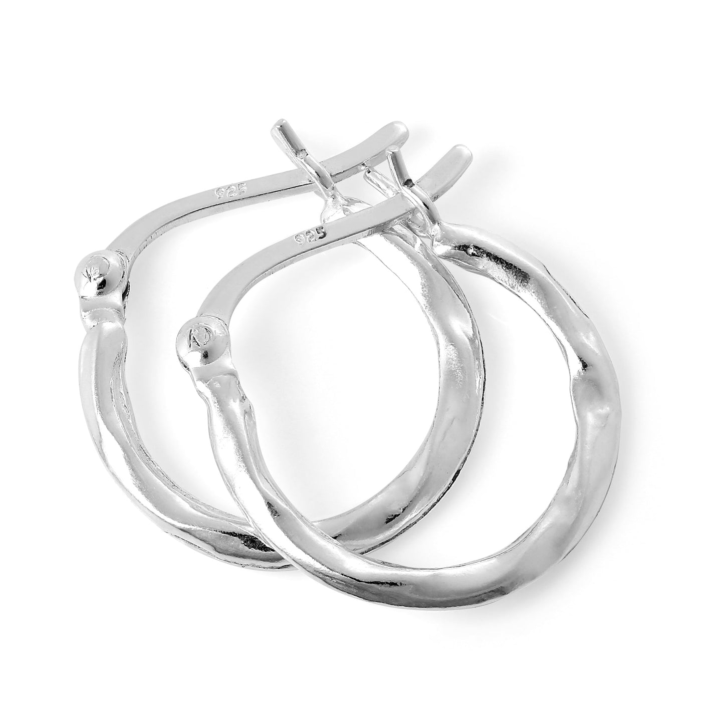 Light Sterling Silver Warped Creole 14mm Hoop Earrings