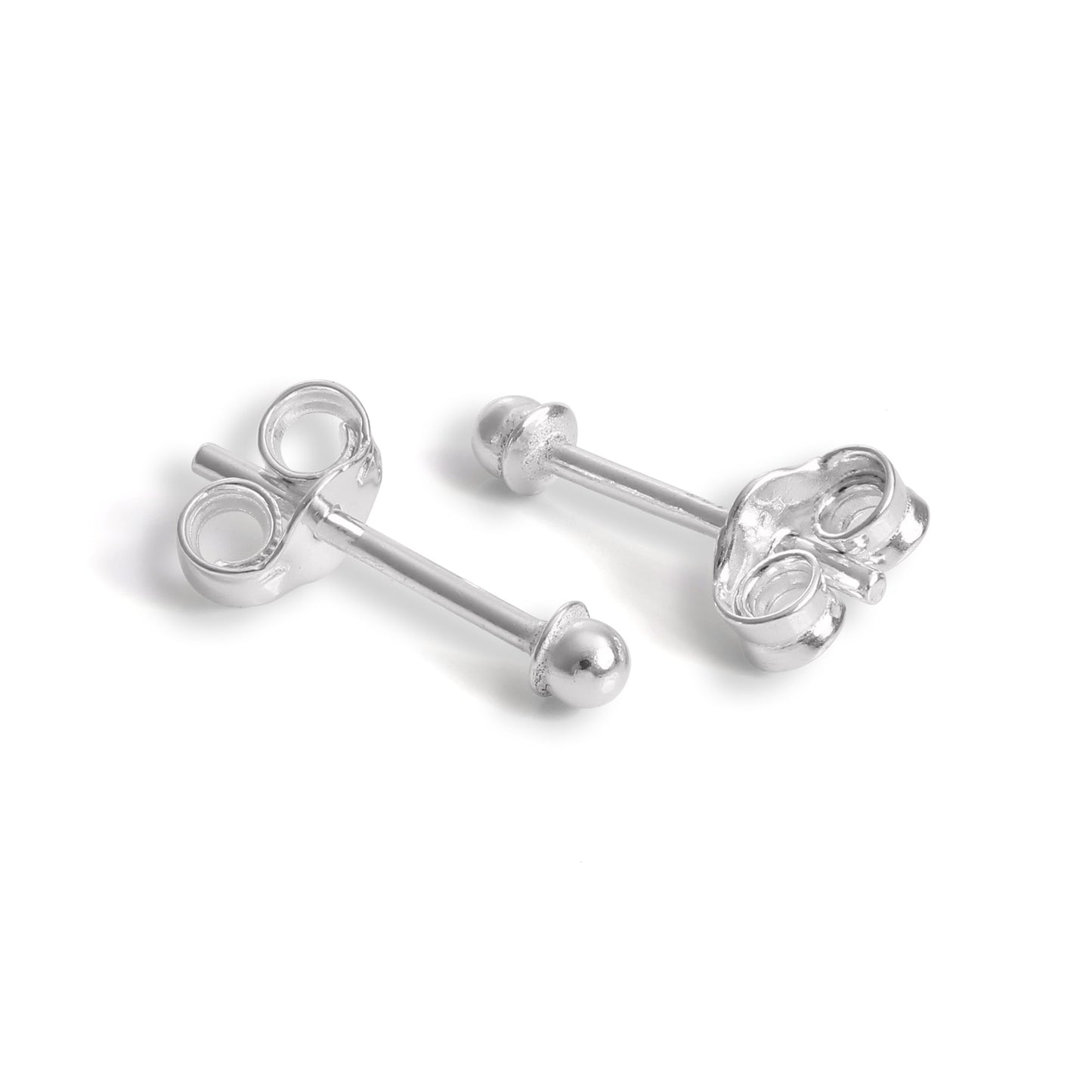 Sterling Silver Capped Ball Stud Earrings 2mm - 12mm