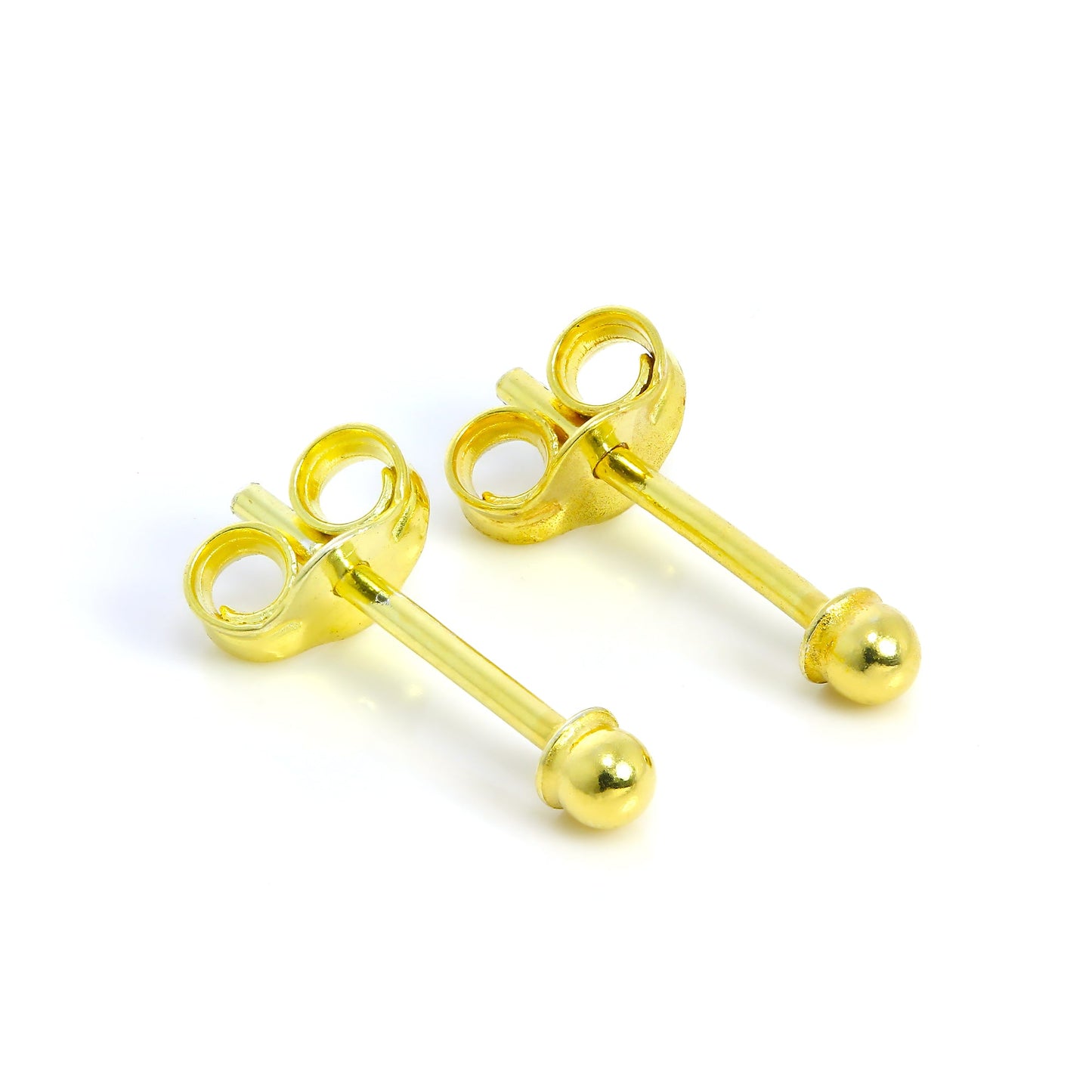 Gold Plated Sterling Silver 2mm Capped Ball Stud Earrings